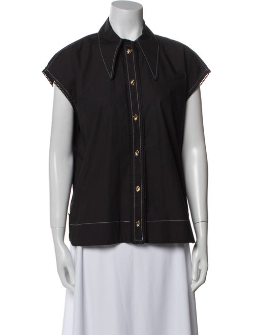 Ganni Short Sleeve Button-Up Top