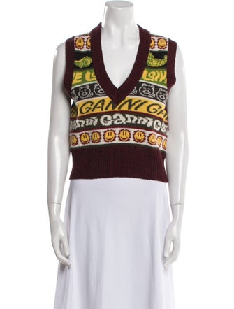 Ganni Wool Printed Sweater