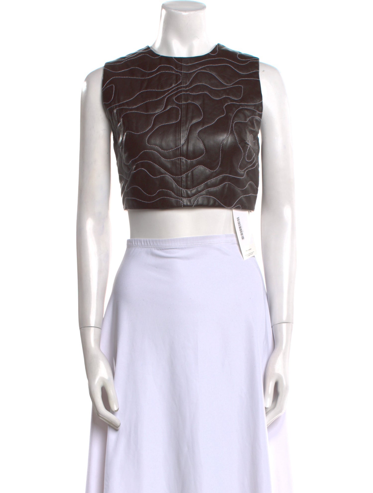 Ganni Lamb Leather Printed Crop Top