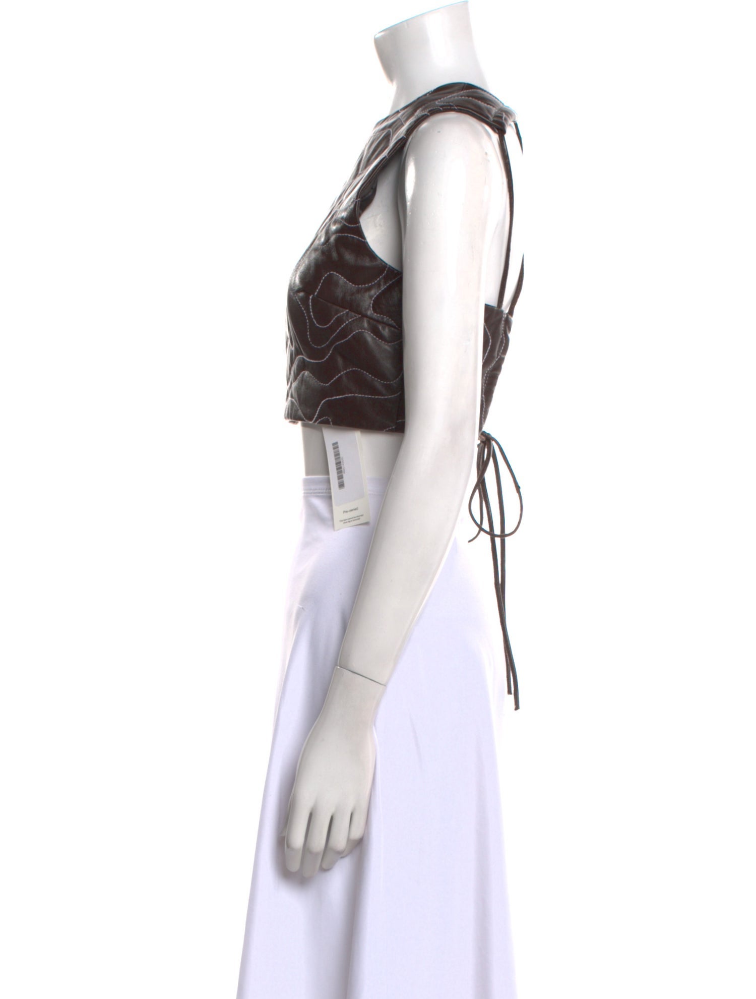 Ganni Lamb Leather Printed Crop Top