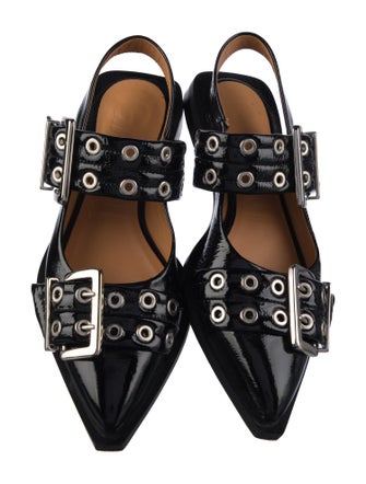 Ganni Patent Leather Slingback Flats