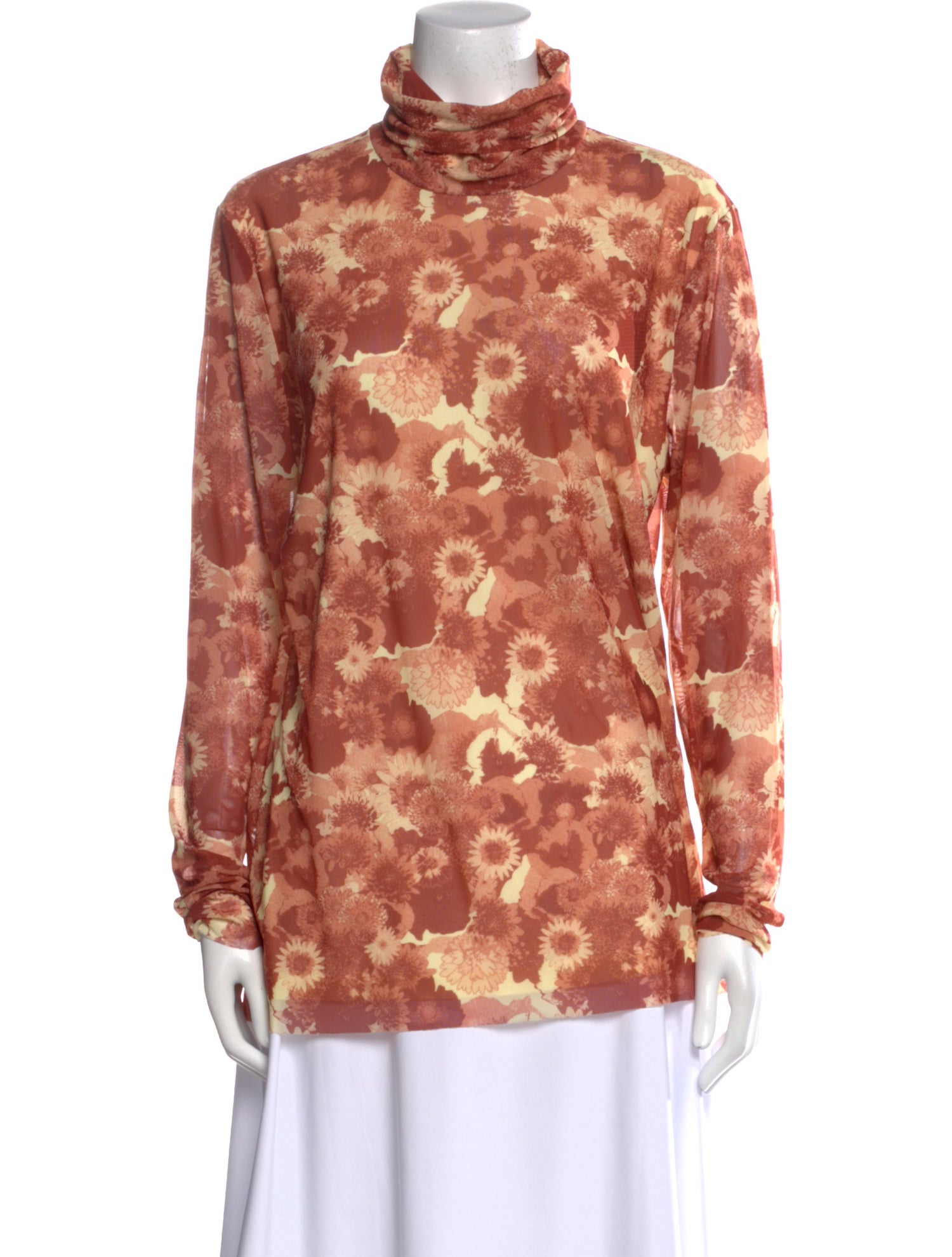 Ganni Floral Print Turtleneck Top