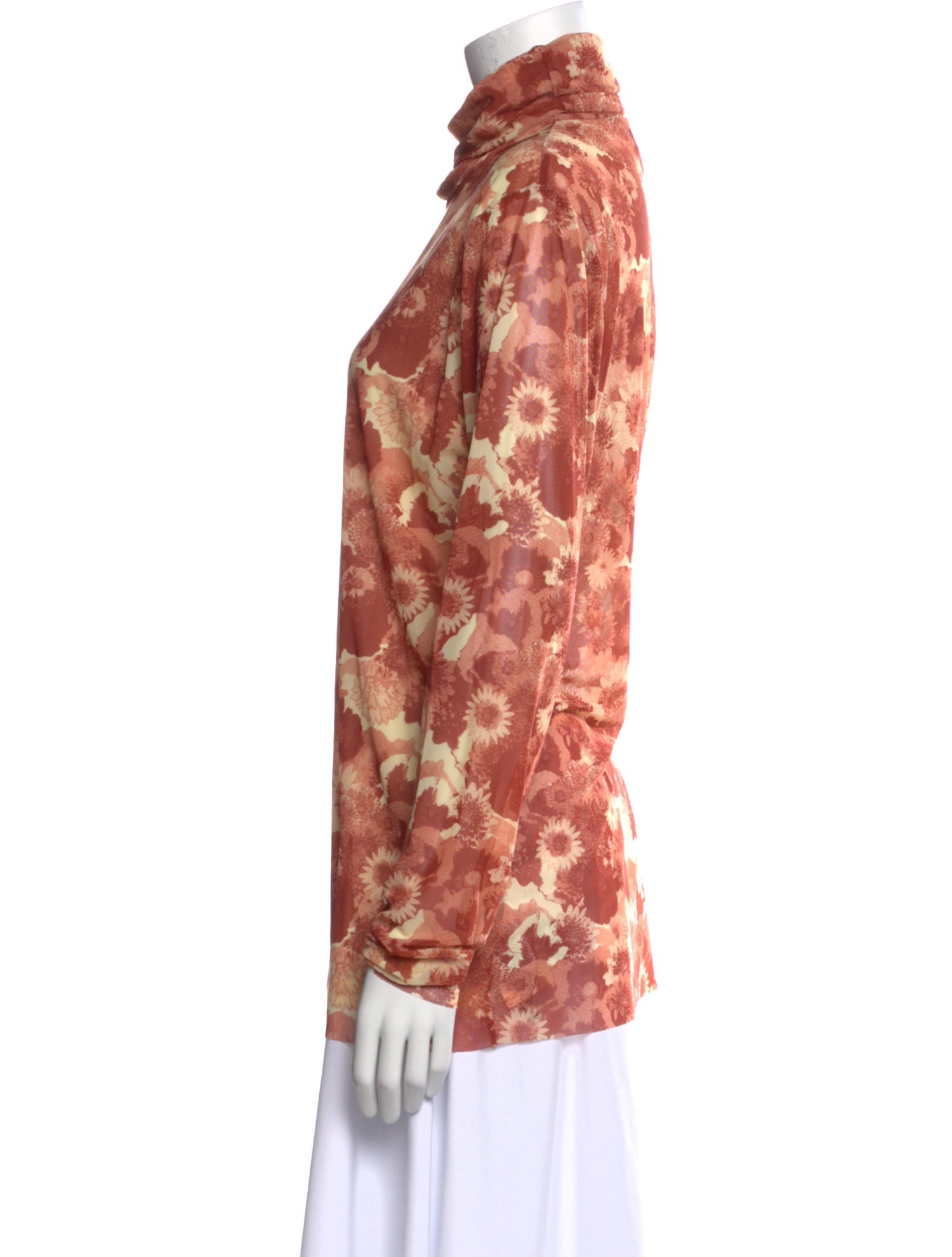 Ganni Floral Print Turtleneck Top