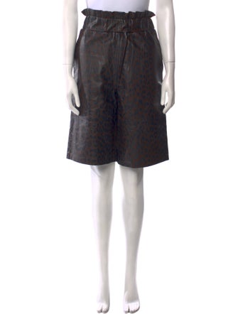 Ganni Lamb Leather Knee-Length Shorts