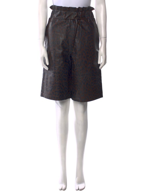 Ganni Lamb Leather Knee-Length Shorts