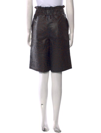 Ganni Lamb Leather Knee-Length Shorts