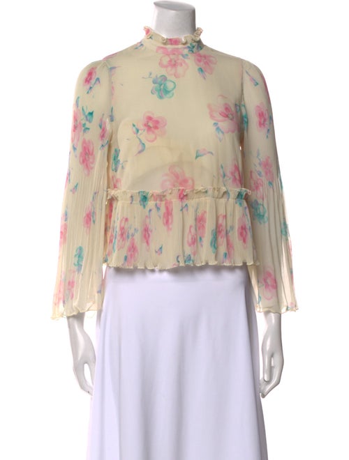 Ganni Floral Print Mock Neck Blouse