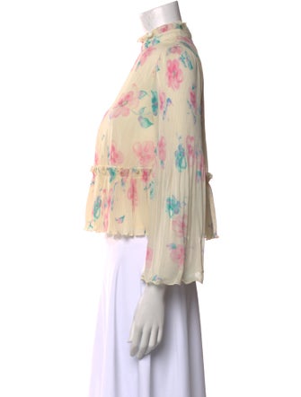 Ganni Floral Print Mock Neck Blouse