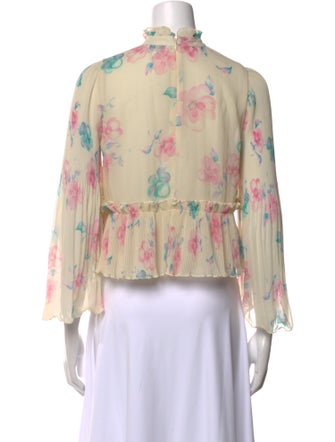 Ganni Floral Print Mock Neck Blouse