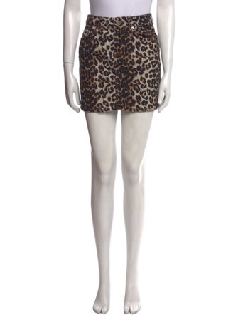 Ganni Animal Print Mini Skirt