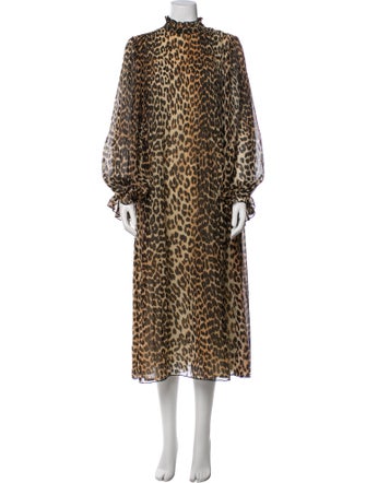Ganni Animal Print Long Dress