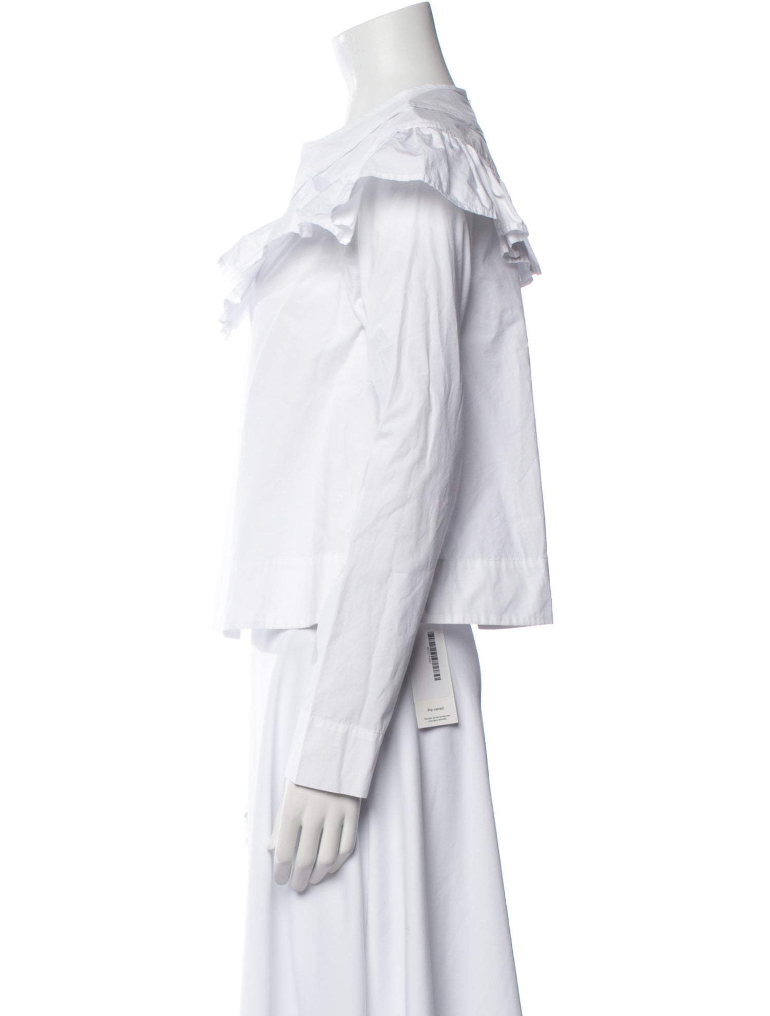 Ganni Crew Neck Long Sleeve Crop Top