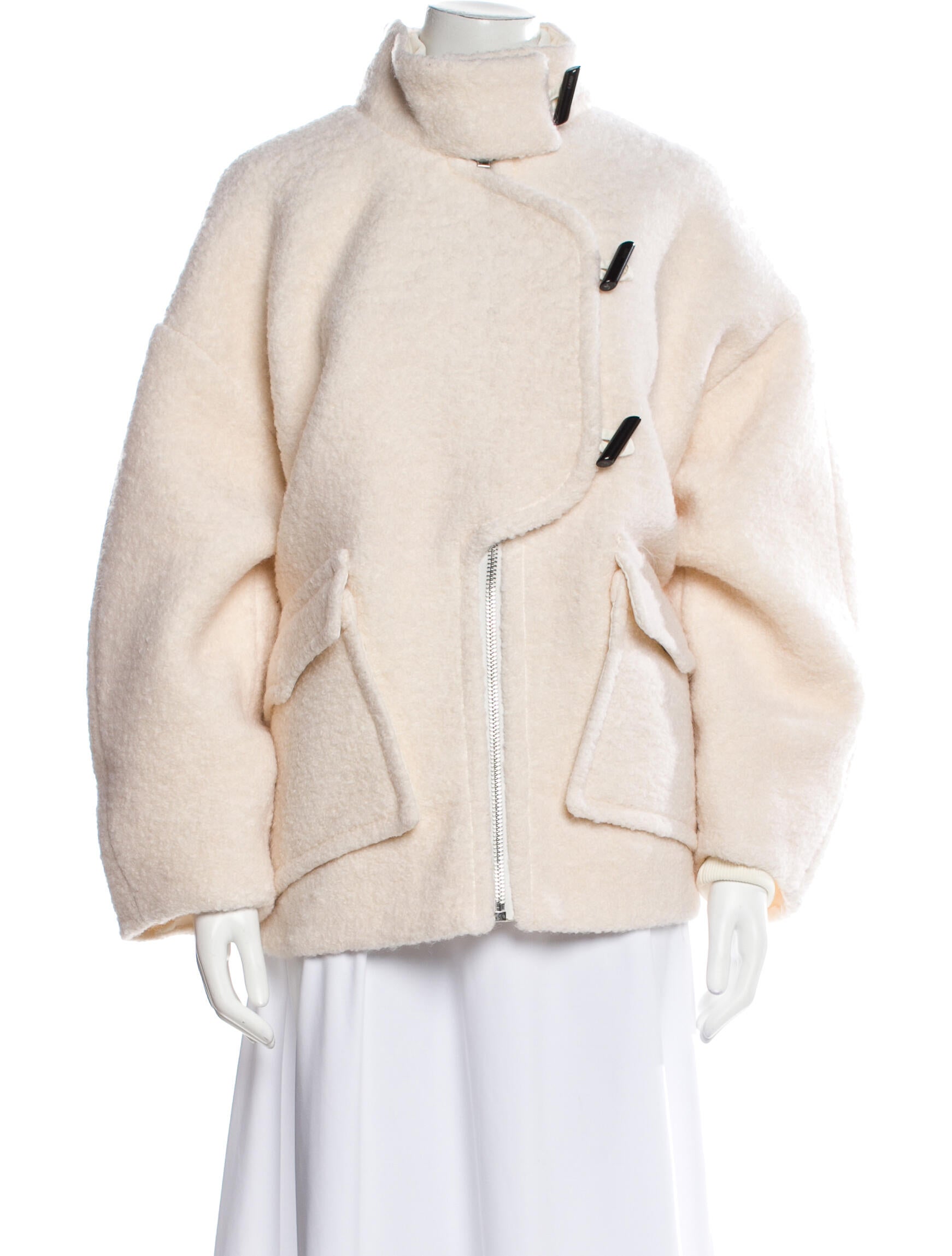 Ganni Wool Faux Fur Jacket