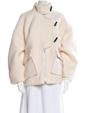 Ganni Wool Faux Fur Jacket