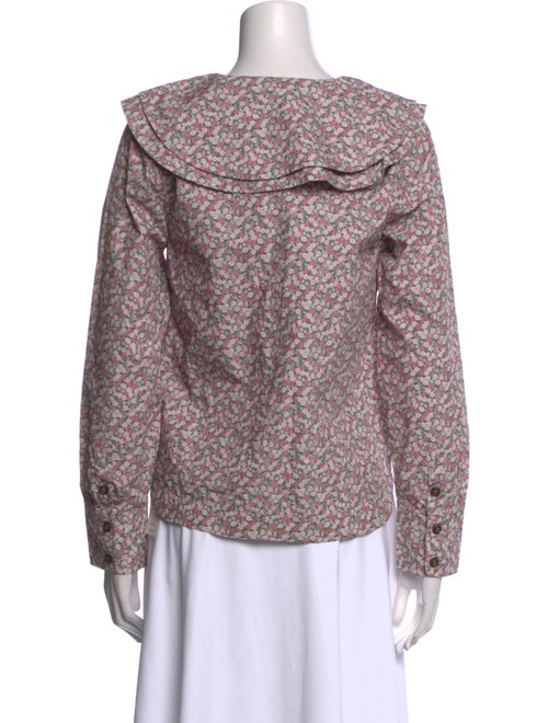 Ganni Floral Print Long Sleeve Button-Up Top