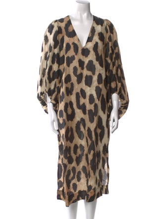 Ganni Animal Print Midi Length Dress