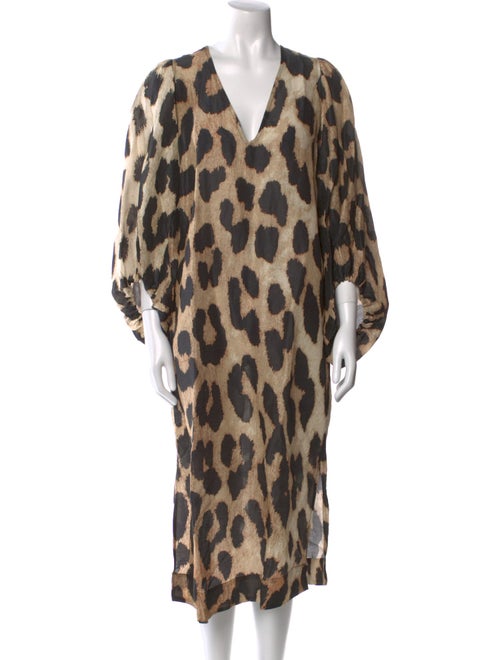 Ganni Animal Print Midi Length Dress