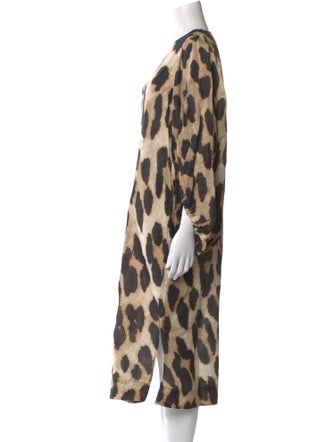 Ganni Animal Print Midi Length Dress
