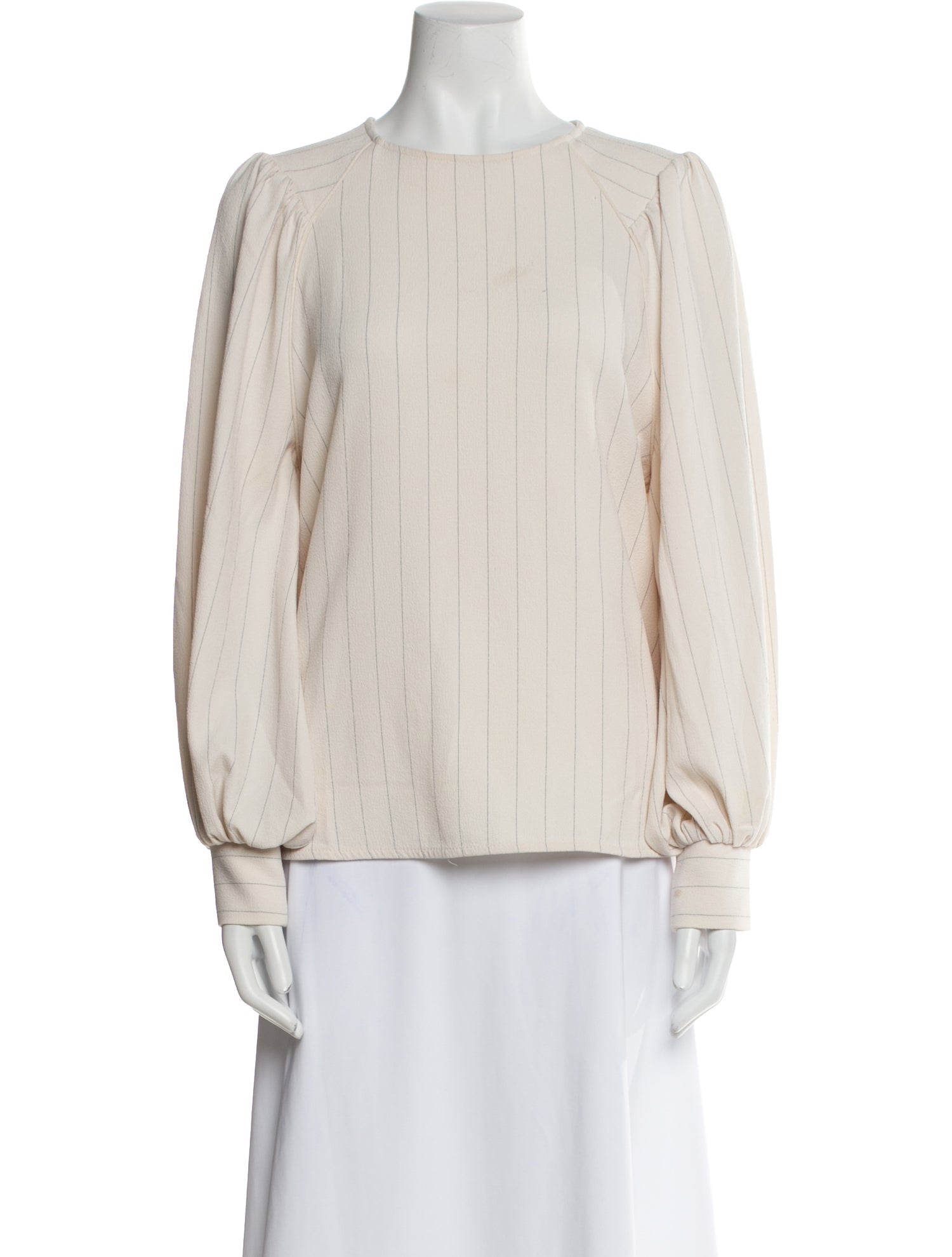 Ganni Crew Neck Long Sleeve Blouse