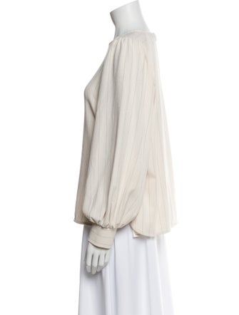 Ganni Crew Neck Long Sleeve Blouse