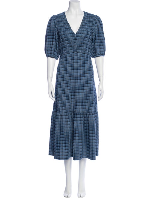 Ganni Plaid Print Long Dress