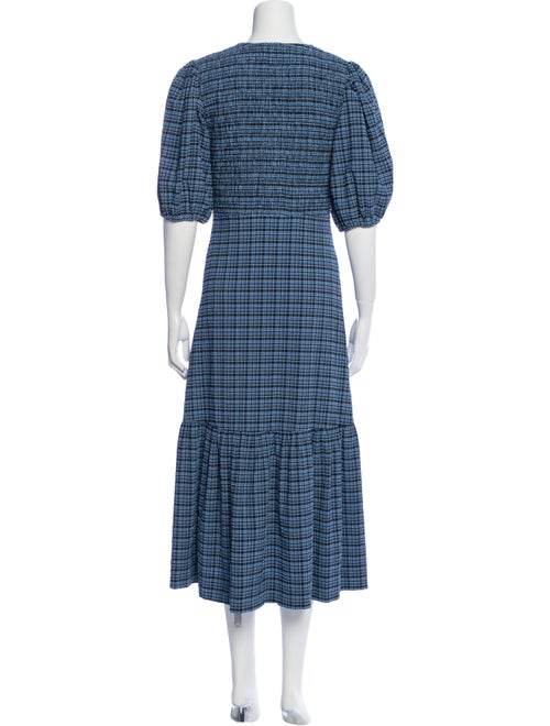 Ganni Plaid Print Long Dress