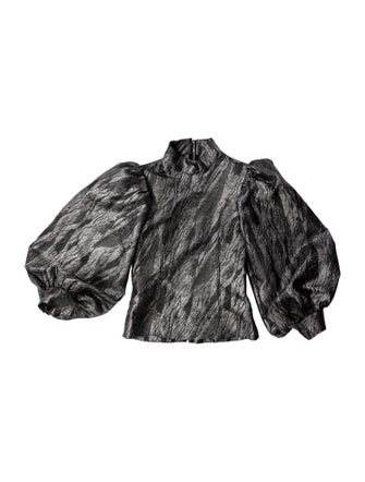 Ganni Mock Neck Sleeveless Crop Top