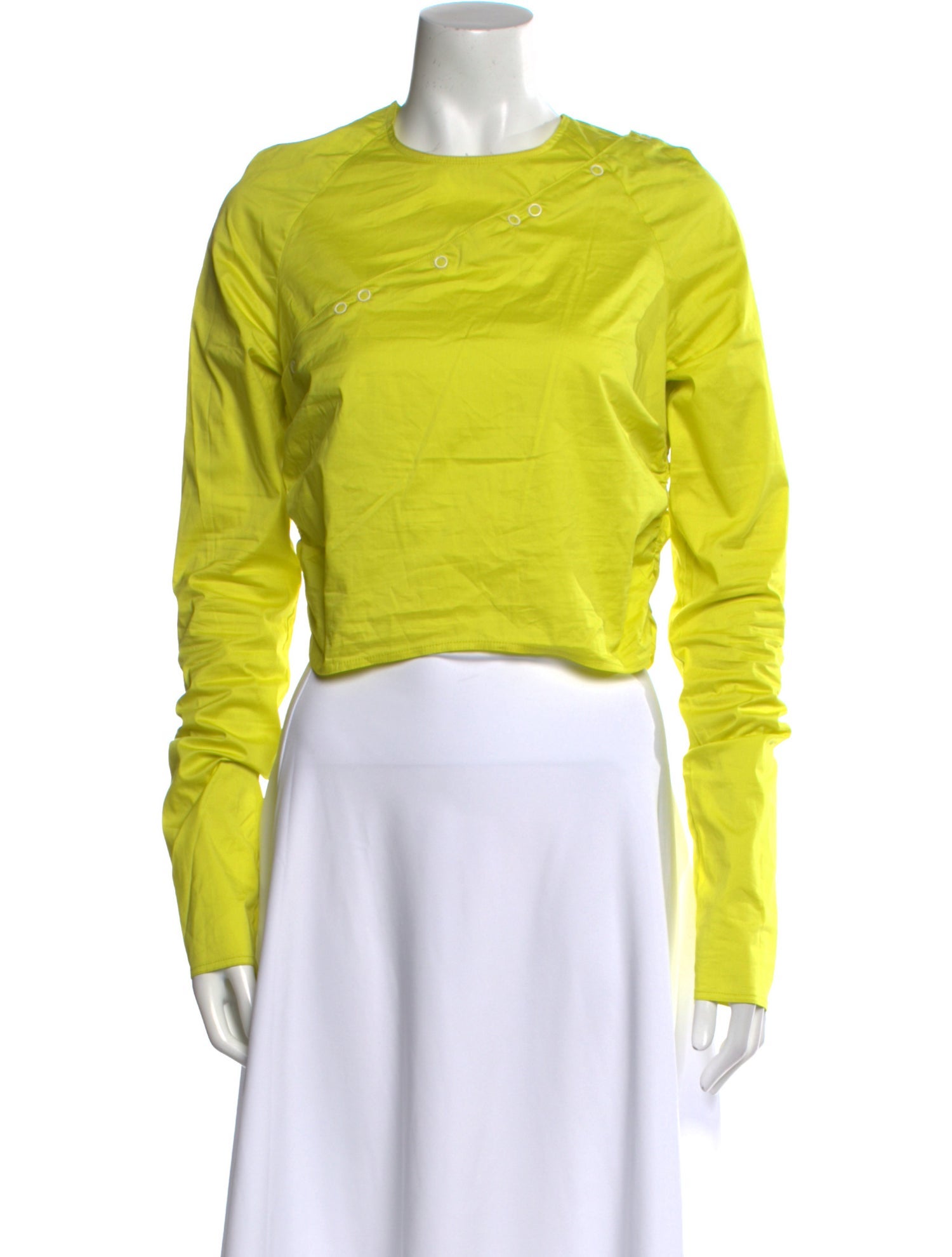 Ganni Crew Neck Long Sleeve Crop Top