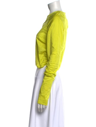 Ganni Crew Neck Long Sleeve Crop Top