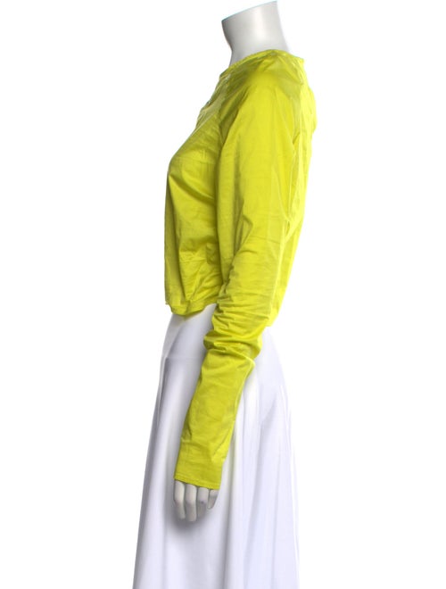 Ganni Crew Neck Long Sleeve Crop Top