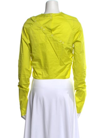 Ganni Crew Neck Long Sleeve Crop Top