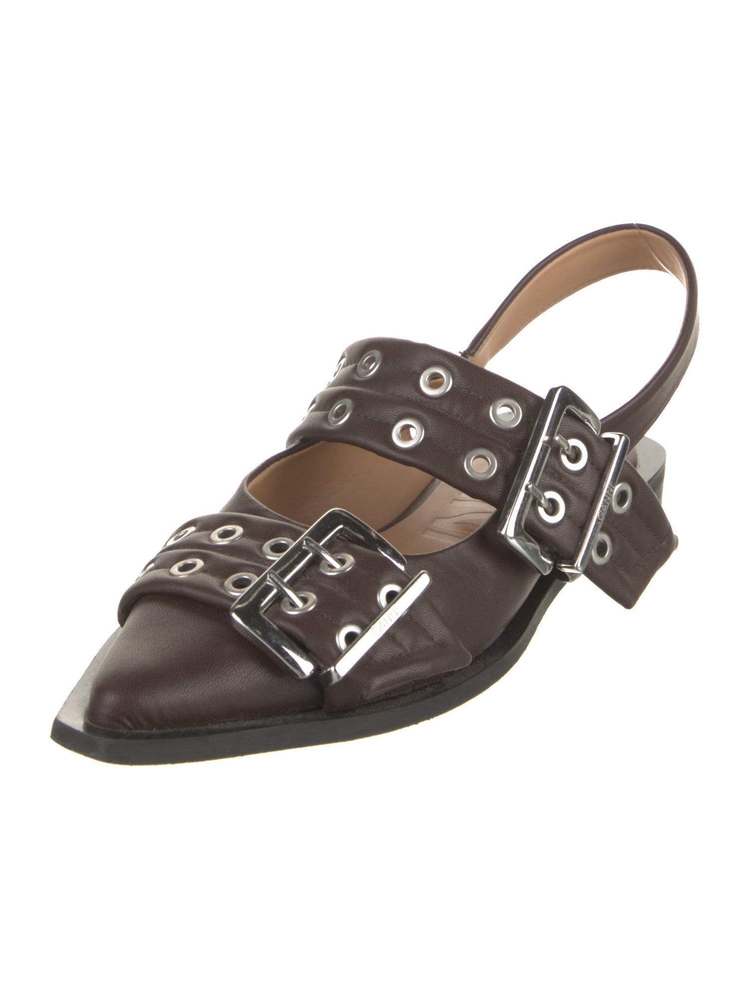 Ganni Leather Slingback Flats