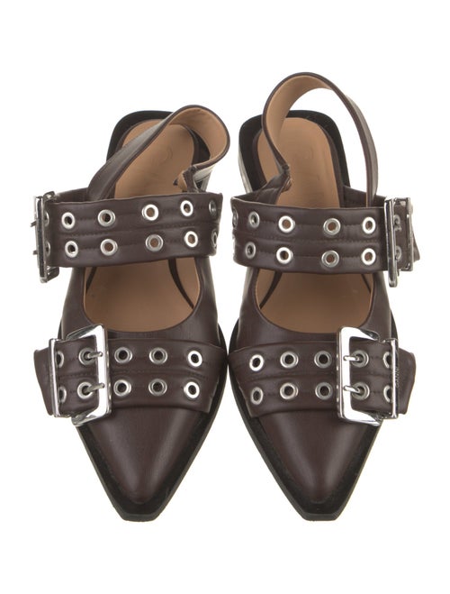 Ganni Leather Slingback Flats