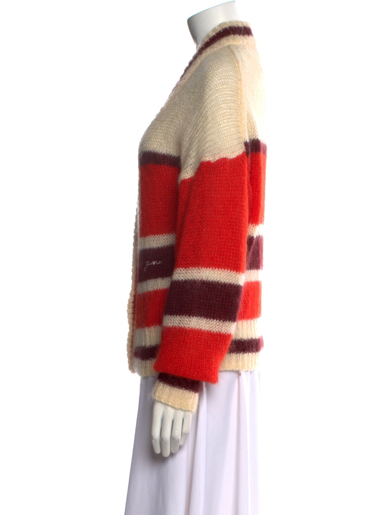 Ganni Striped V-Neck Sweater