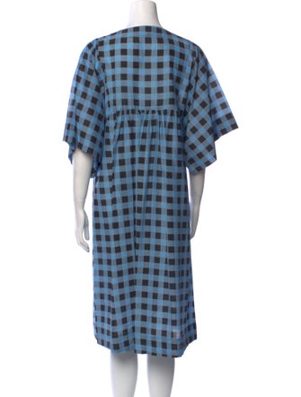 Ganni Plaid Print Midi Length Dress
