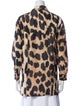 Ganni Linen Animal Print Button-Up Top