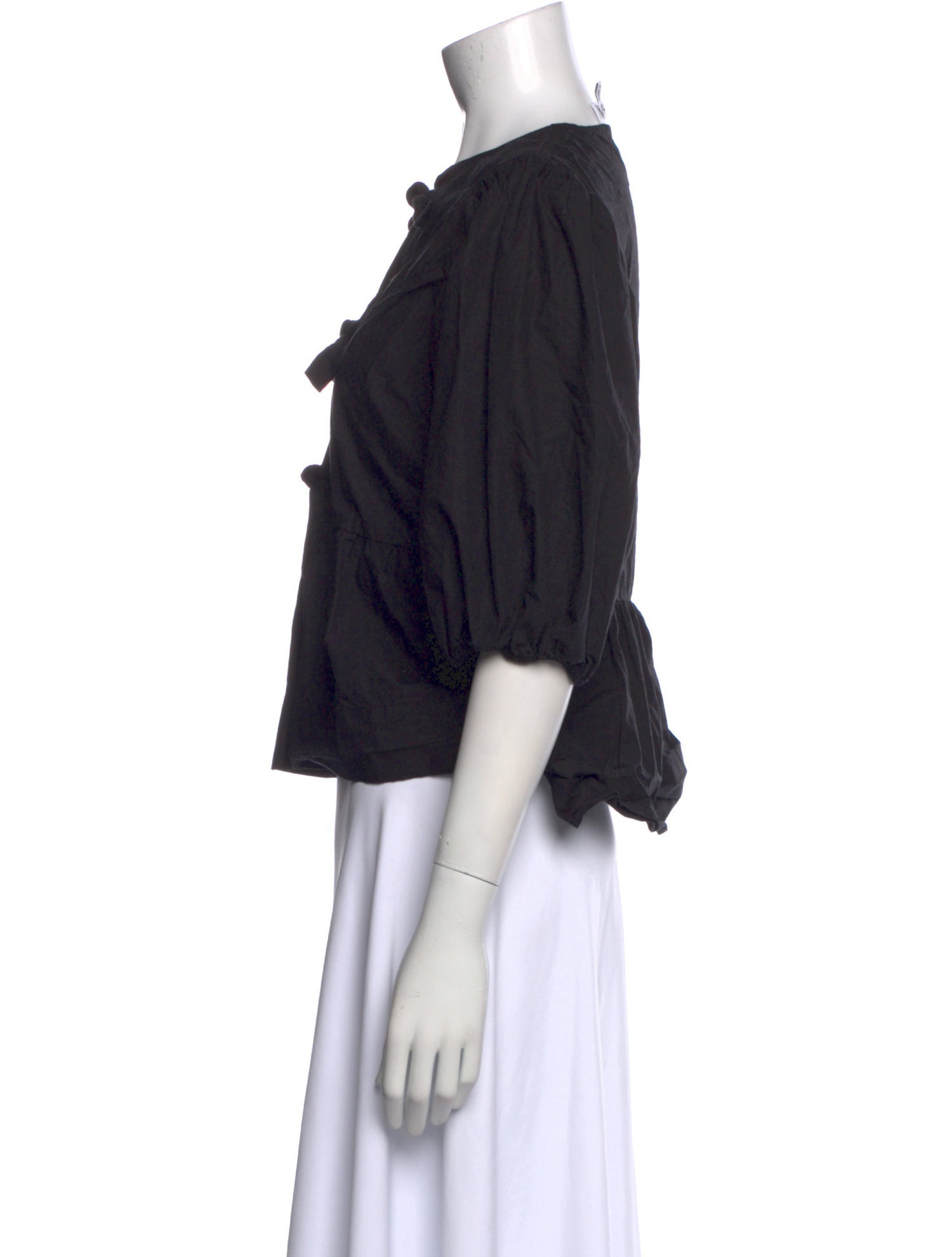 Ganni V-Neck Three-Quarter Sleeve Crop Top