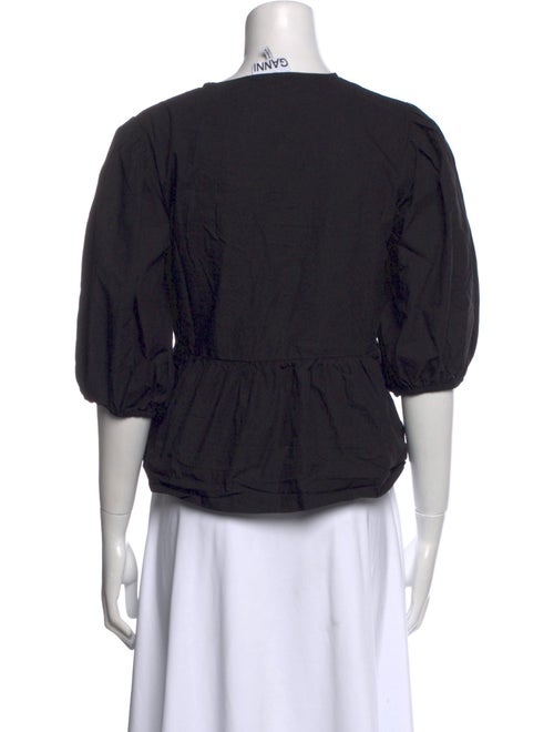 Ganni V-Neck Three-Quarter Sleeve Crop Top