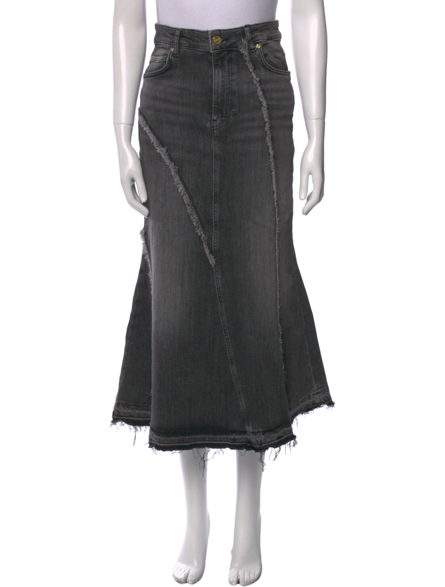 Ganni Distressed Accents Midi Length Skirt