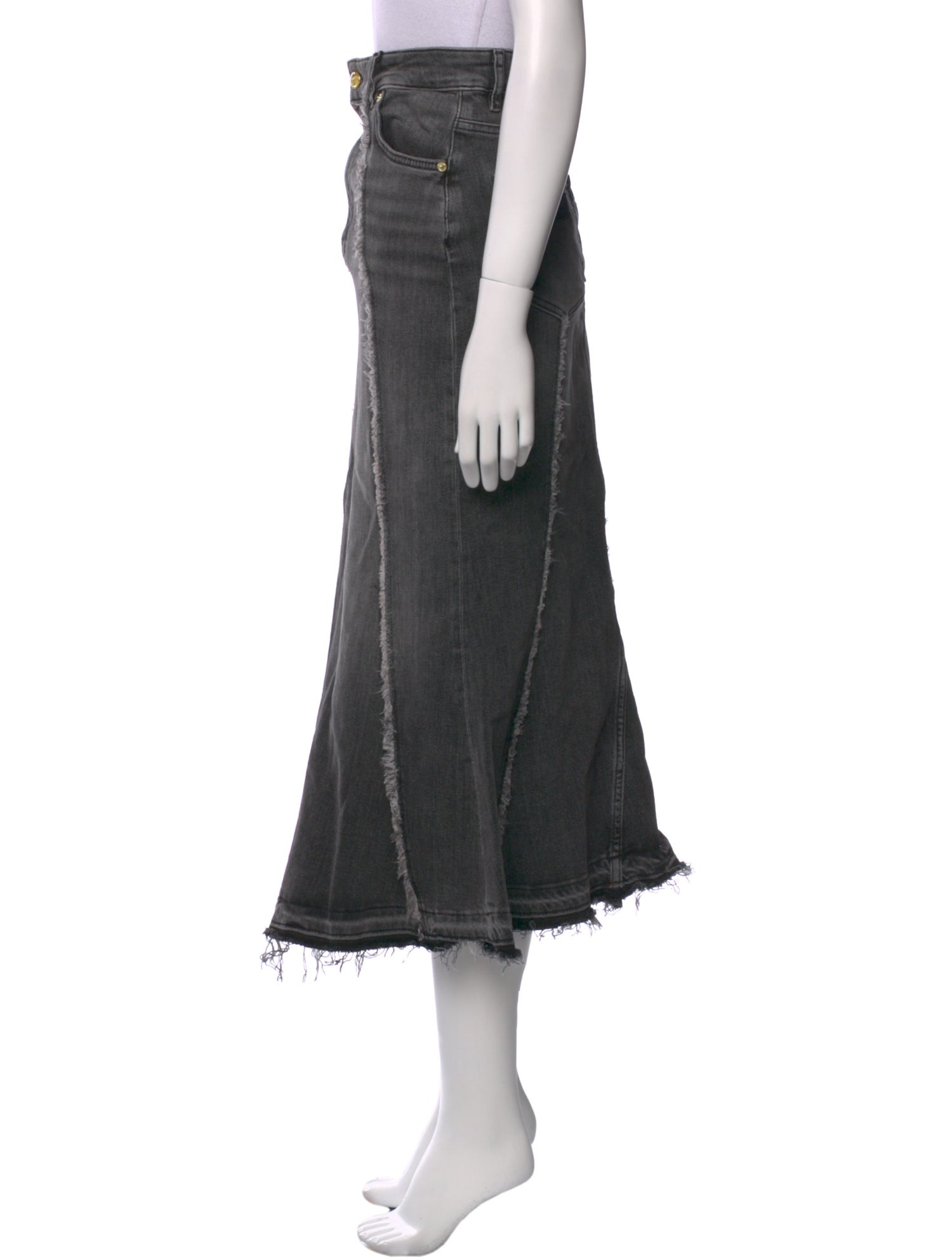 Ganni Distressed Accents Midi Length Skirt