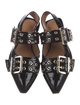 Ganni Patent Leather Slingback Flats