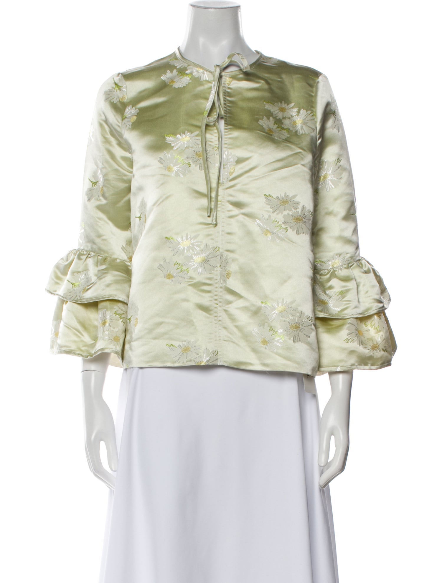 Ganni Crew Neck Three-Quarter Sleeve Blouse