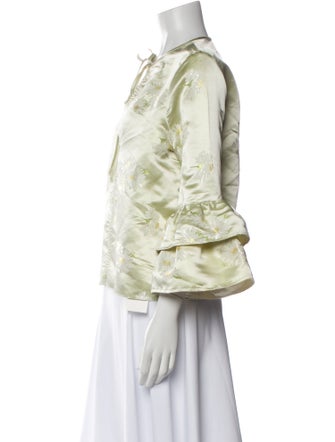 Ganni Crew Neck Three-Quarter Sleeve Blouse