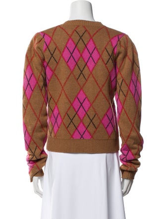 Ganni Wool Plaid Print Sweater