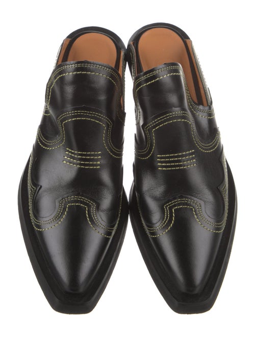 Ganni Leather Embroidered Accent Mules