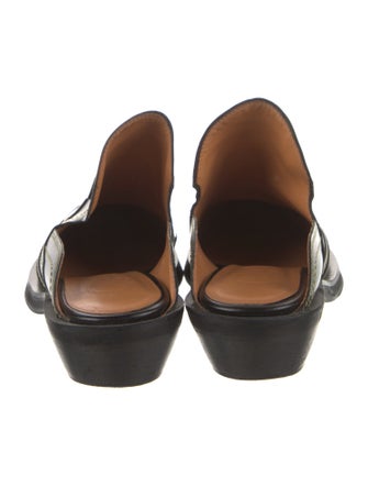 Ganni Leather Embroidered Accent Mules