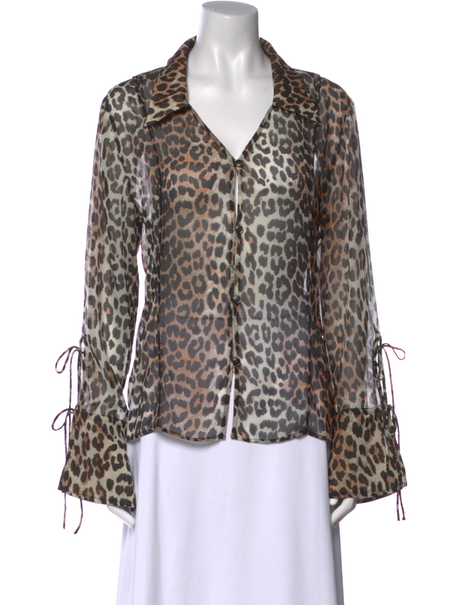 Ganni Animal Print Long Sleeve Blouse w/ Tags