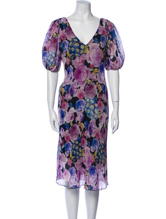 Ganni Floral Print Midi Length Dress