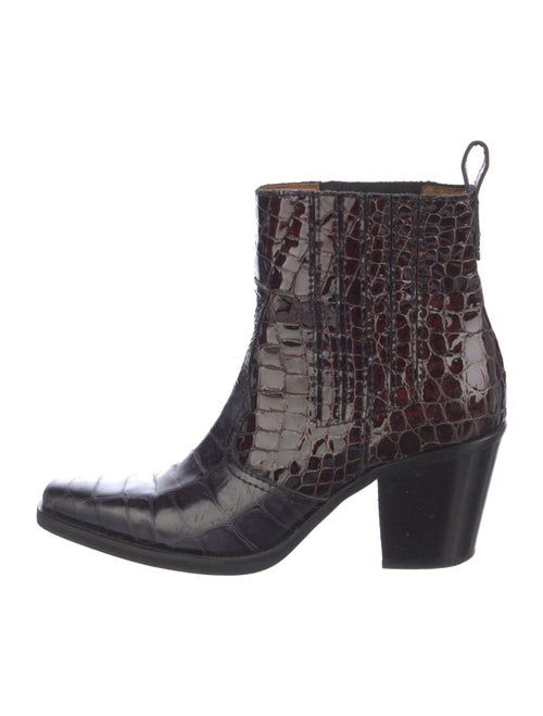 Ganni Crocodile Animal Print Western Boots