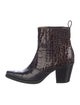 Ganni Crocodile Animal Print Western Boots